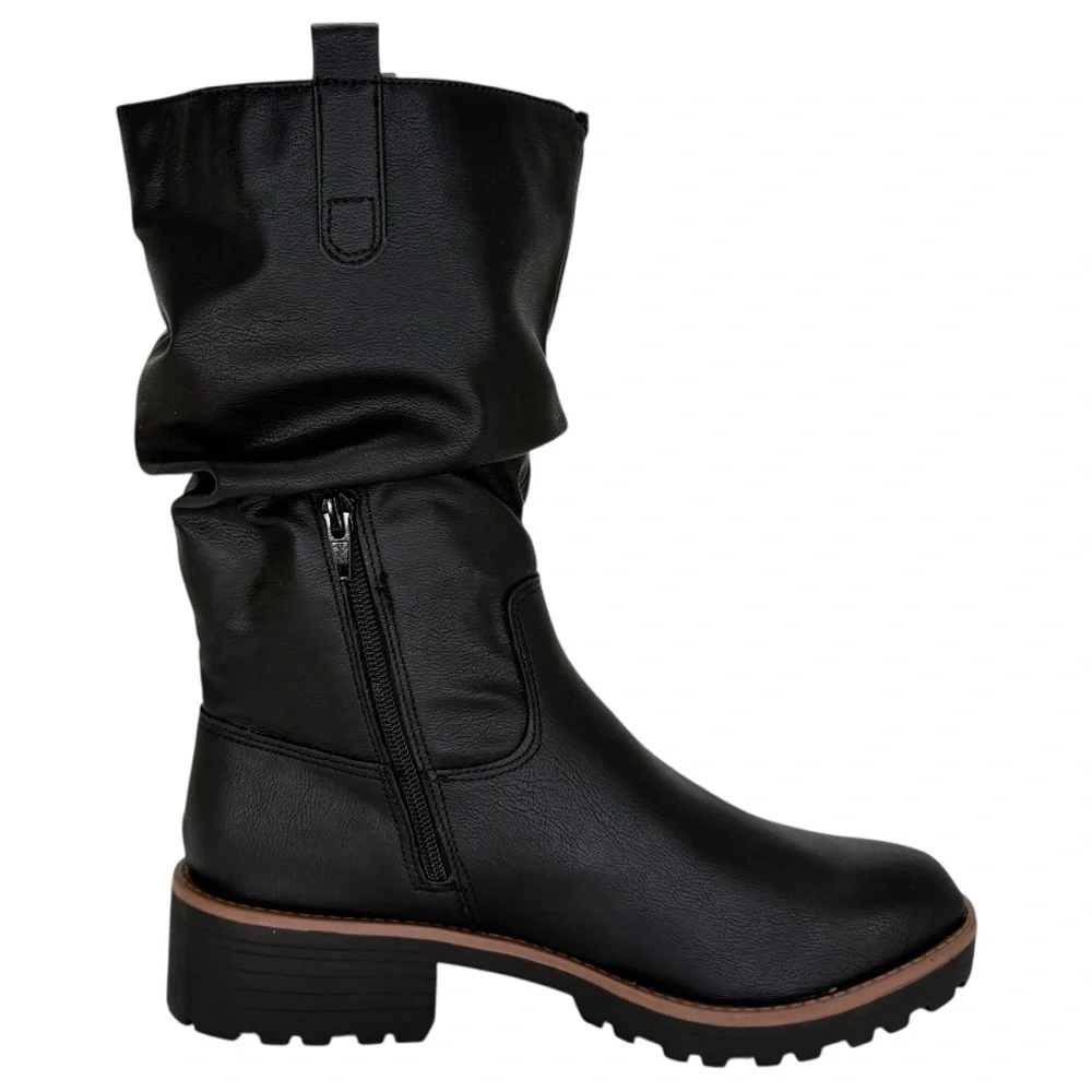 Sun + Stone Nelliee Black Faux Leather Mid-Calf Womens Boots Size 10M - Picture 5 of 11